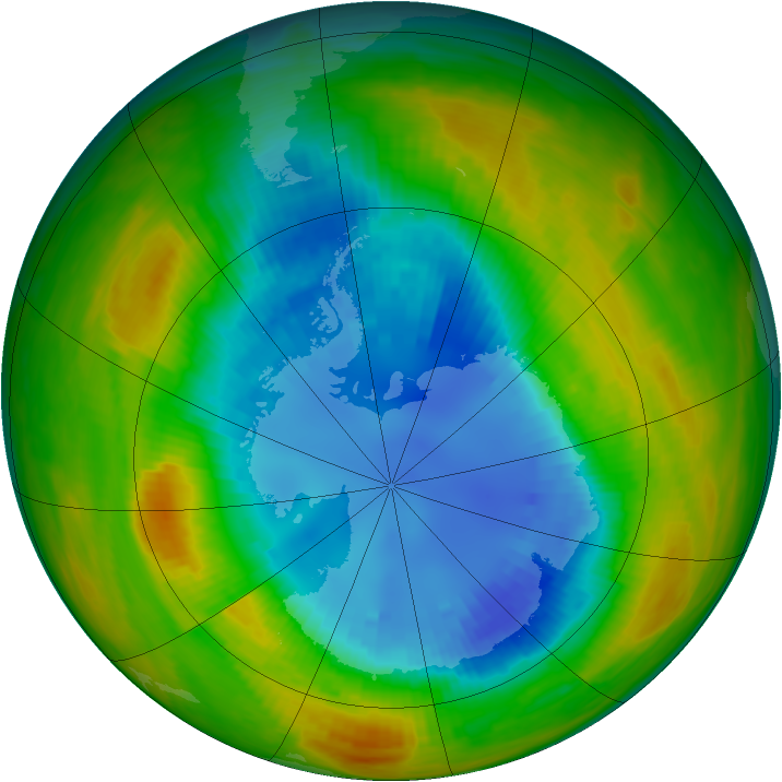 Antarctic ozone map for 29 August 1986